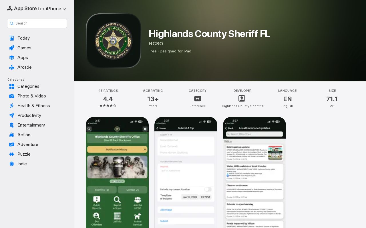Official Sheriff app source for Highlands County inmate mugshots